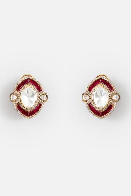 Vivinia By Vidhi Mehra_Gold Plated Stones, Crystals Polki Embellished Necklace Set _Online_at_Aza_Fashions