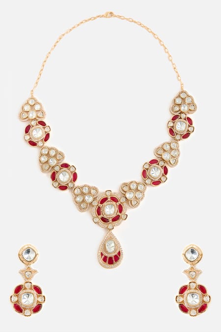 Vivinia By Vidhi Mehra Gemstones & Kundan Necklace Set 