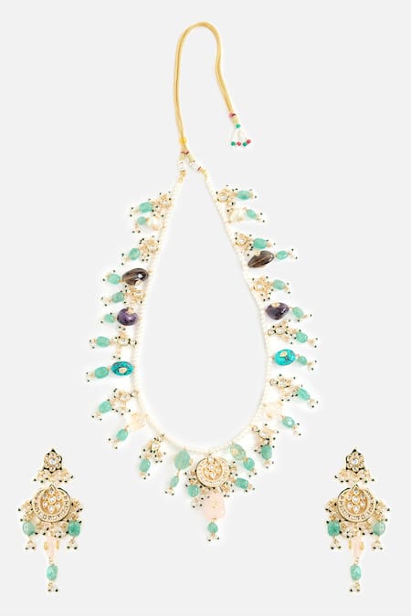 Vivinia By Vidhi Mehra Floral Layered Embellished Necklace Set 