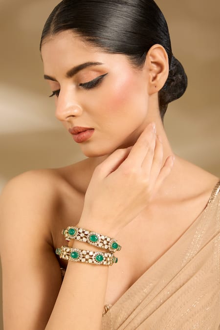 Vivinia By Vidhi Mehra Stone & Polki Embellished Bangles 