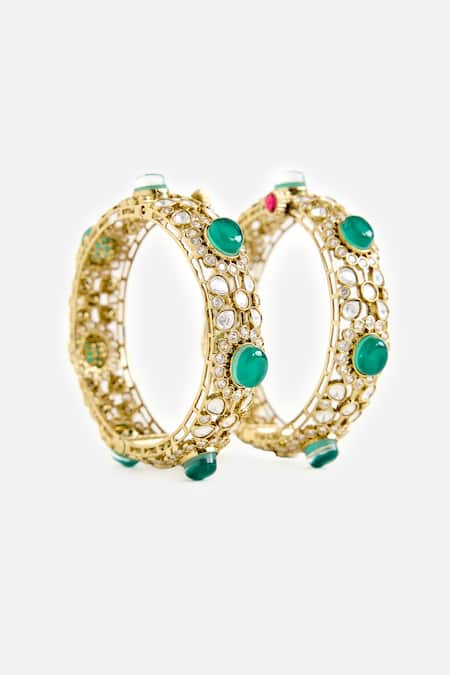 Vivinia By Vidhi Mehra Stone & Polki Embellished Bangles 