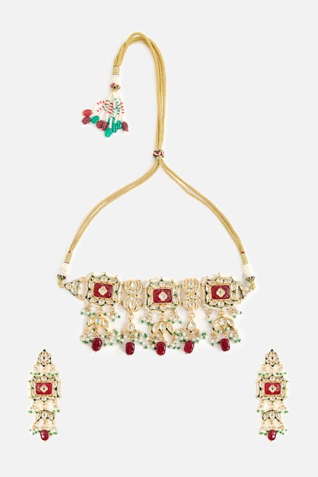 Vivinia By Vidhi Mehra Stone Embellished Choker Necklace Set 