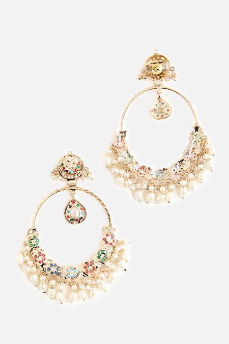 Vivinia By Vidhi Mehra_Multi Color Stones, Pearls And Embellished Earrings _Online_at_Aza_Fashions