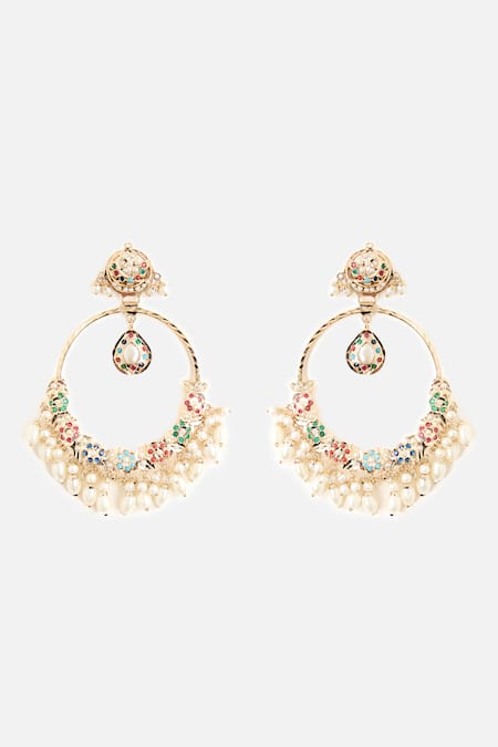 Vivinia By Vidhi Mehra Stone & Pearl Embellished Earrings 