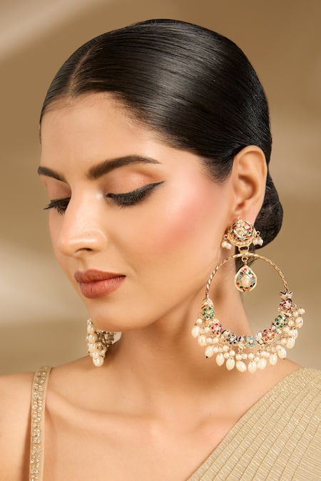 Vivinia By Vidhi Mehra Stone & Pearl Embellished Earrings 