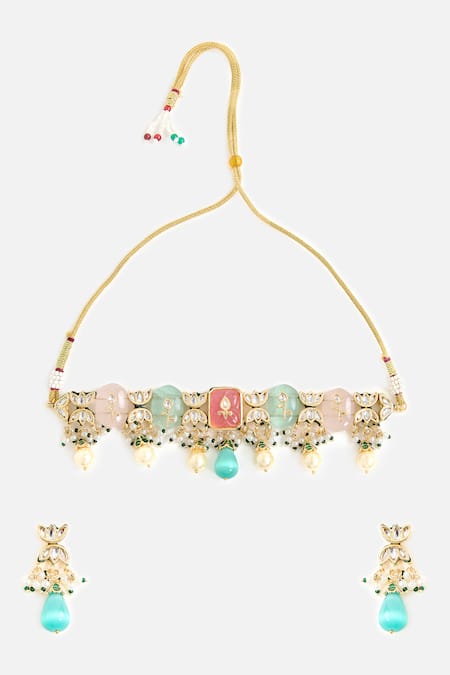 Vivinia By Vidhi Mehra Multicolor Stone Embellished Choker Set 