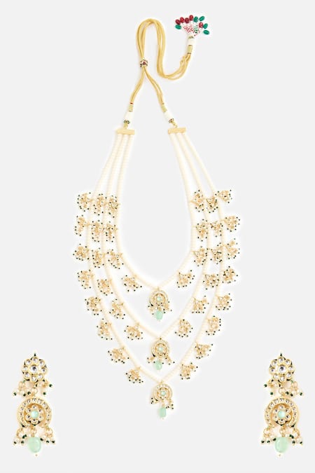 Vivinia By Vidhi Mehra Layered Pearl Embellished Necklace Set 