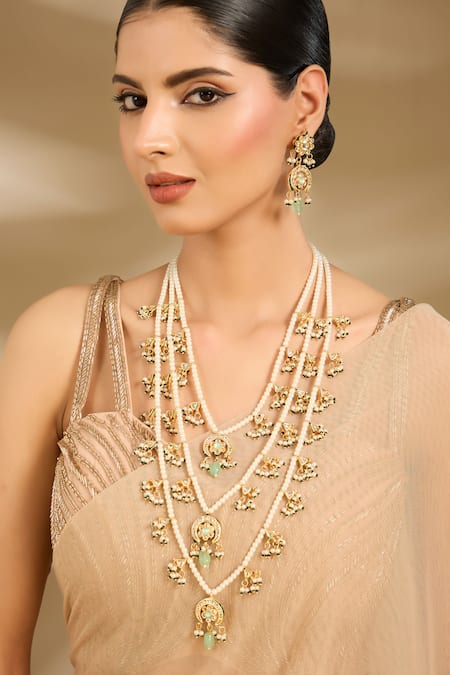 Vivinia By Vidhi Mehra Layered Pearl Embellished Necklace Set 