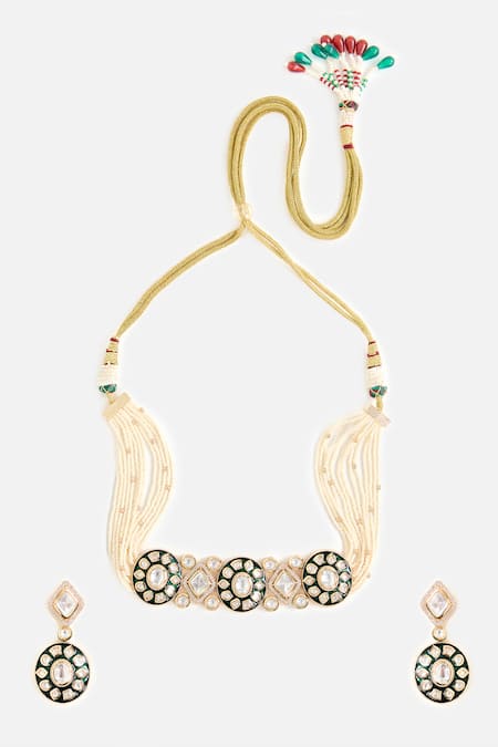 Vivinia By Vidhi Mehra Pearl Embellised Choker Set 