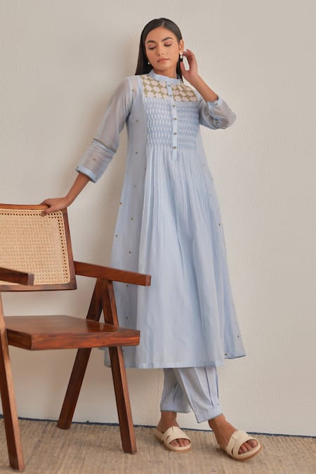 Khamaj India Elora Applique Embroidered Kurta & Pant Set 