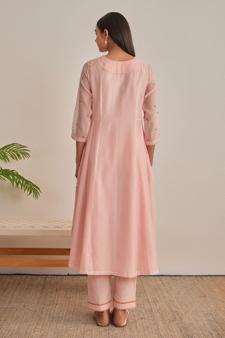 Khamaj India Eden Applique Floral Embroidered Kurta Set 