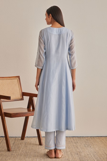 Khamaj India Eden Chanderi Embroidered Kurta & Pant Set 