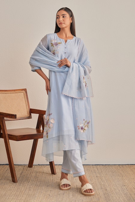 Khamaj India Diana Applique Embroidered Kurta Set 