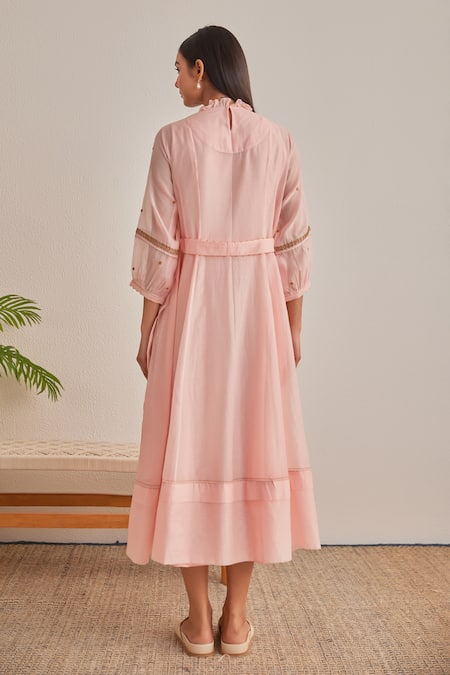 Khamaj India Ellen Applique Hand Embroidered Dress 