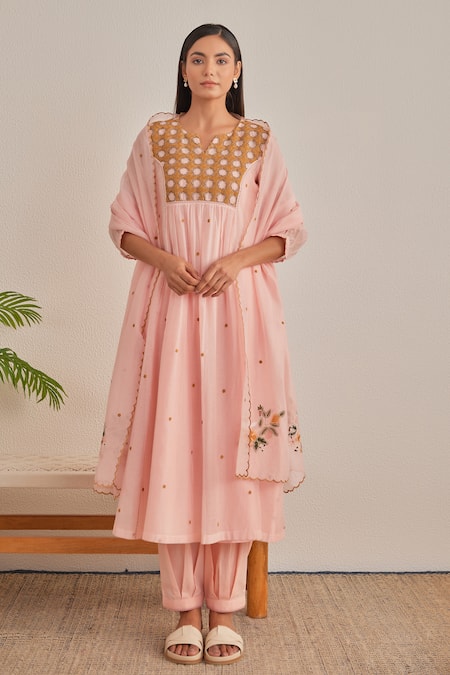 Khamaj India Jade Hand Embroidered Kurta Set 