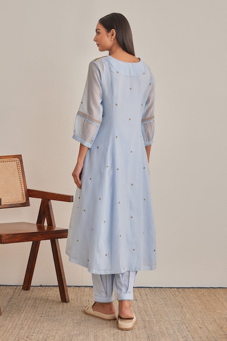 Khamaj India Jade Hand Embroidered Kurta Set 