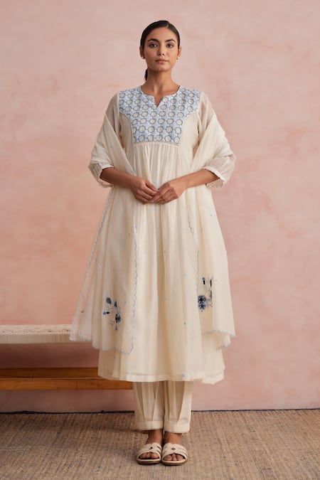 Khamaj India Jade Hand Embroidered Kurta Set 