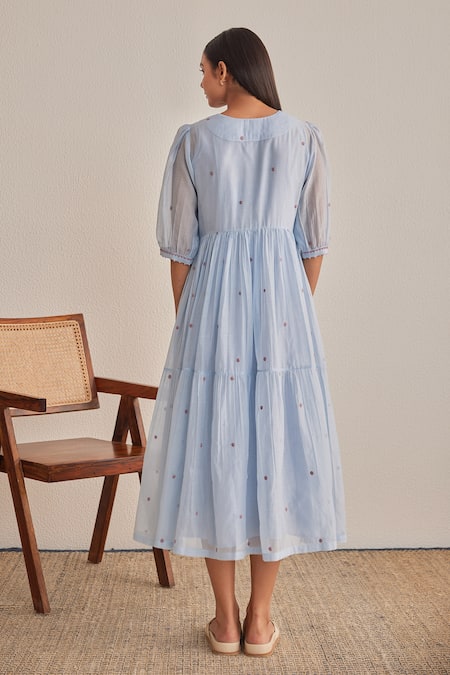 Khamaj India Faye Applique Embroidered Dress 