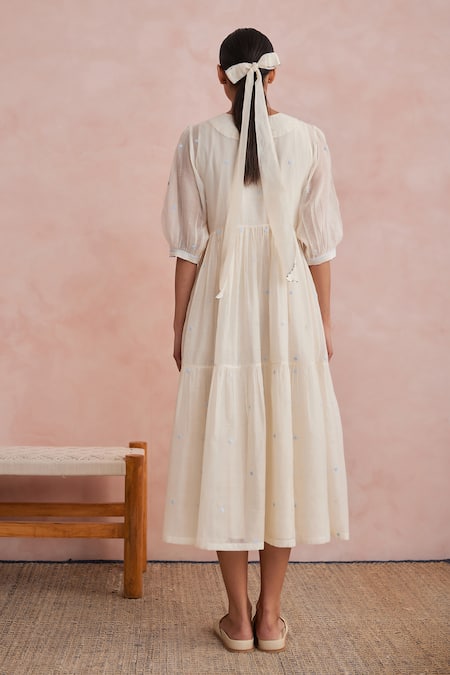 Khamaj India Faye Applique Hand Embroidered Dress 