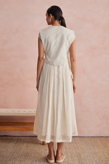 Khamaj India Scarlett Applique Hand Embroidered Dress 