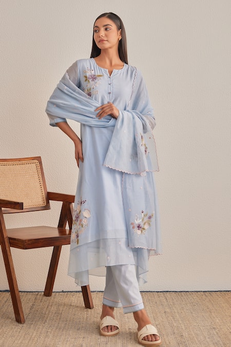 Khamaj India Applique Hand Embroidered Dupatta 