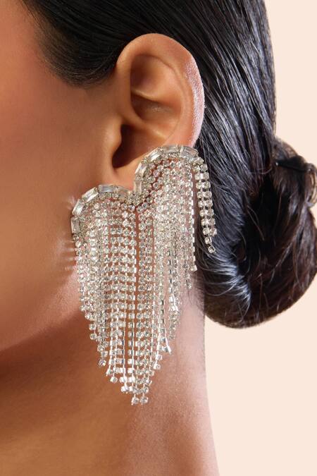 Shop_Mnsh_Silver Plated Crystals Party Shaped Danglers _Online_at_Aza_Fashions