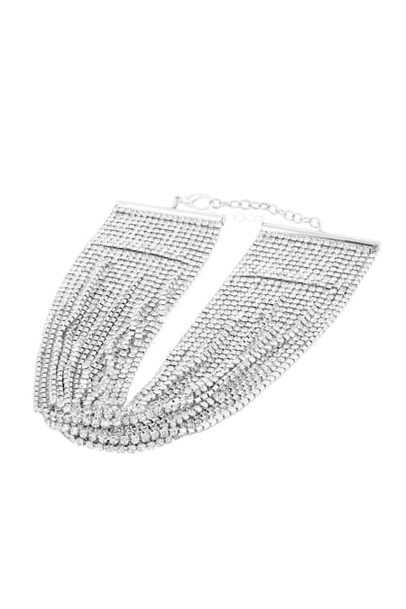 Mnsh_Silver Plated Midnight Party Choker _Online_at_Aza_Fashions