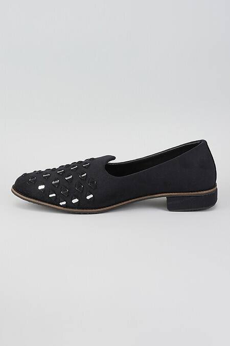 Rng Safawala_Black Coal Mirror Maze Loafers _Online_at_Aza_Fashions