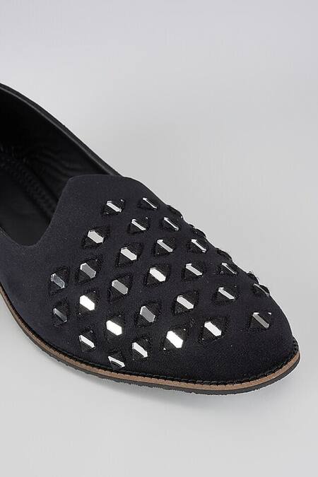 Buy_Rng Safawala_Black Coal Mirror Maze Loafers _Online_at_Aza_Fashions