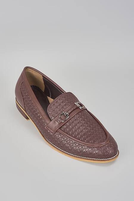 Rng Safawala Brown Buckled Herringbone Shoes 