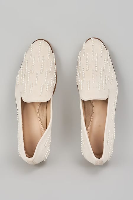Rng Safawala Pearl Embroidered Loafers 