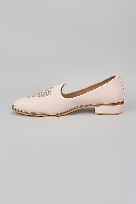 Rng Safawala_Pink Blush Embroidered Loafers _Online_at_Aza_Fashions