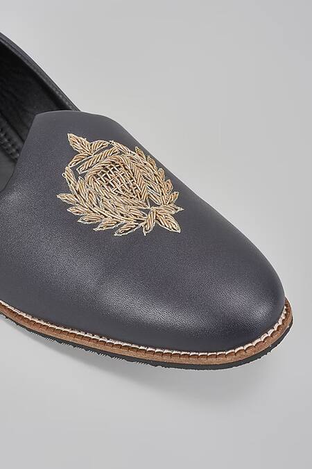 Buy_Rng Safawala_Black Self Design Embroidered Loafers _Online_at_Aza_Fashions