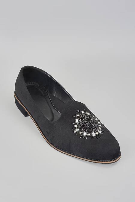 Rng Safawala Black Embroidered Loafers 