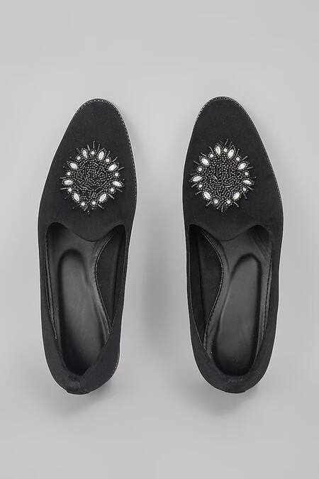 Rng Safawala Black Embroidered Loafers 