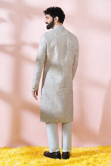 Arihant Rai Sinha Paisley Thread & Sequin Embroidered Sherwani Pant Set 