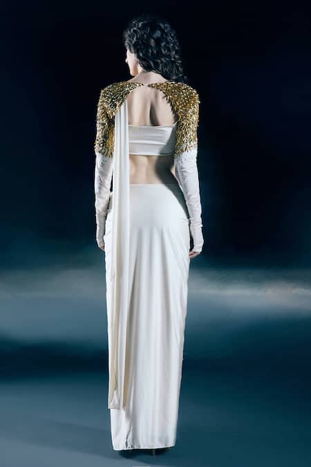 Nirmooha Elaris Pre-Draped Saree With Embroidered Blouse 