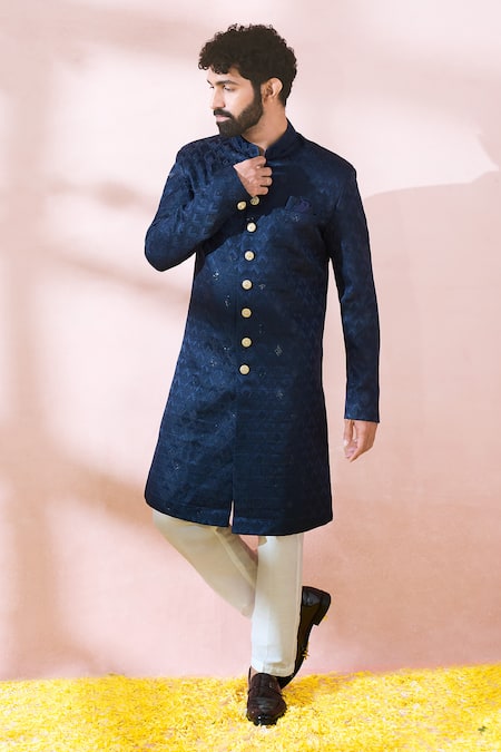 Arihant Rai Sinha Geometric Pattern Sherwani & Pant Set 