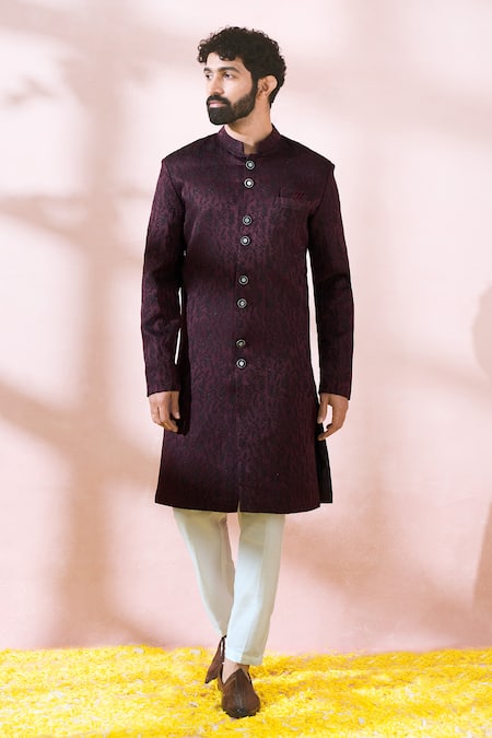 Arihant Rai Sinha Jacquard Pattern Sherwani & Pant Set 