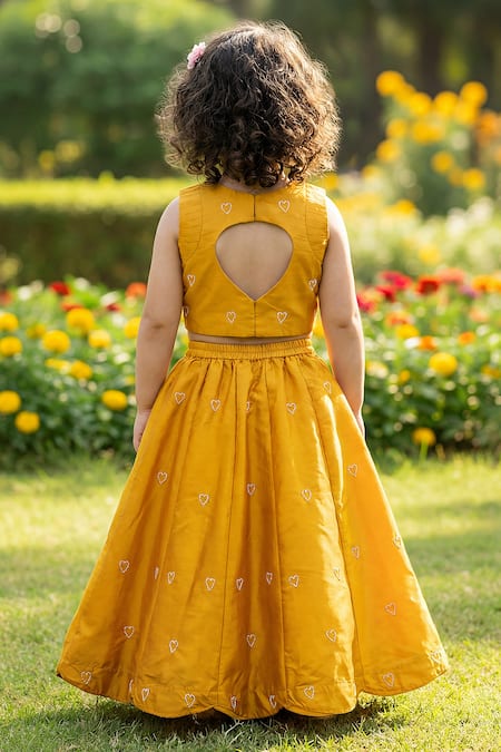 Maaikid Heart Pearl Embroidered Top & Skirt Set 