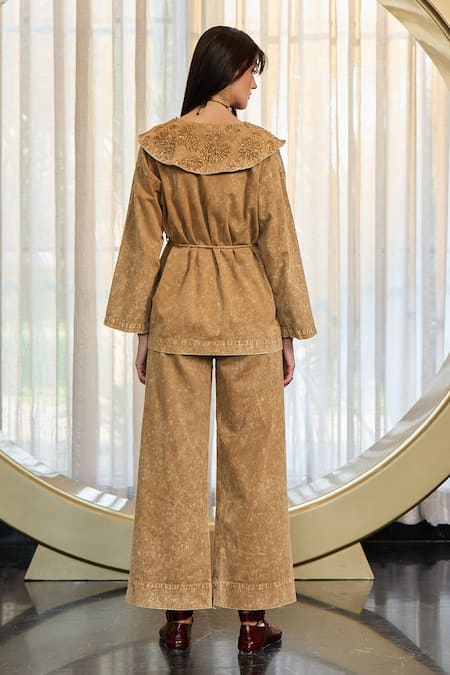 Kay Kay Maury Placement Embroidered Shirt & Pant Set 