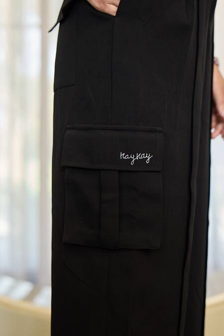 Kay Kay_White Cotton, Lace, Crepe Stones Round Neck Cobo Ribbed Tank Top And Pant Set _at_Aza_Fashions