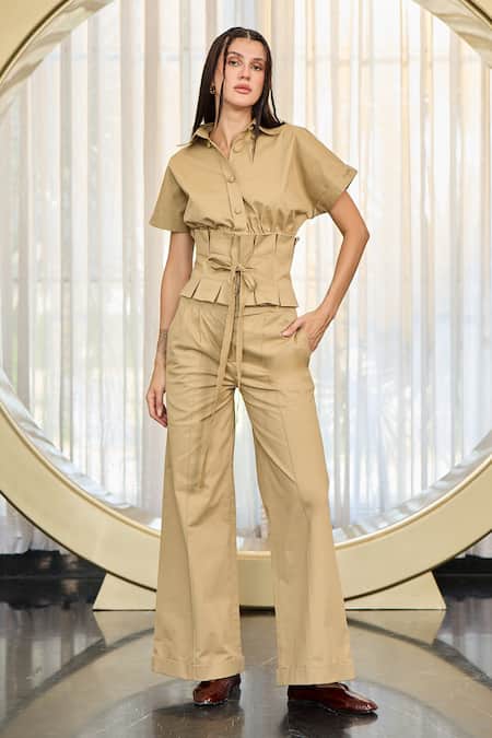 Kay Kay Naoria Solid Shirt & Pant Set 