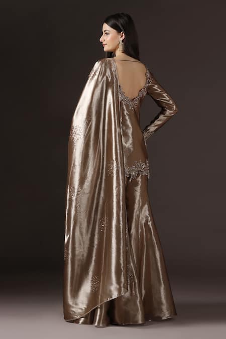 Pooja Peshoria Floral Embroidered Kurta Sharara Set 