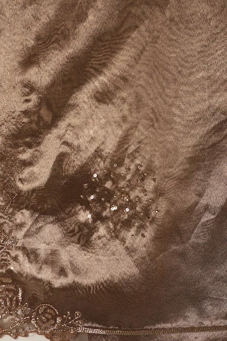 Shop_Pooja Peshoria_Gold Tissue, Shantoon Embroidery, Beads, Sequins Floral Kurta Sharara Set 