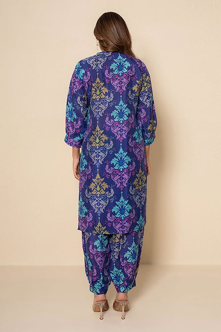 Kameez Canvas Blue Printed Kurta & Pant Set 