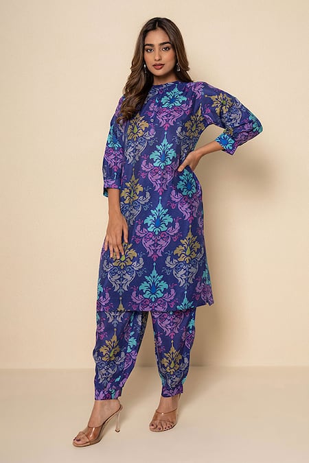 Kameez Canvas Blue Printed Kurta & Pant Set 