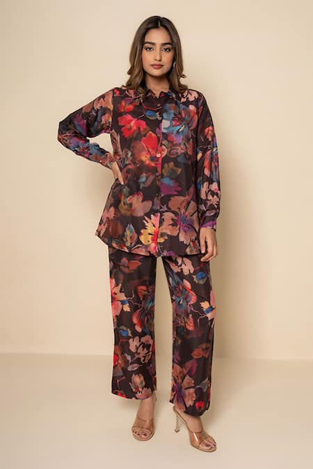 Kameez Black Botanica Printed Shirt & Pant Co-ord Set 
