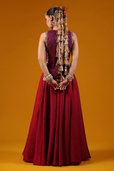 Baaro Masi Sequin Zari Embroidered Kurta & Lehenga Set 