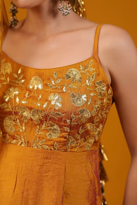 Baaro Masi_Green Silk Sequins, Zari, Embroidery Scoop Neck Kurta Lehenga Set _Online_at_Aza_Fashions